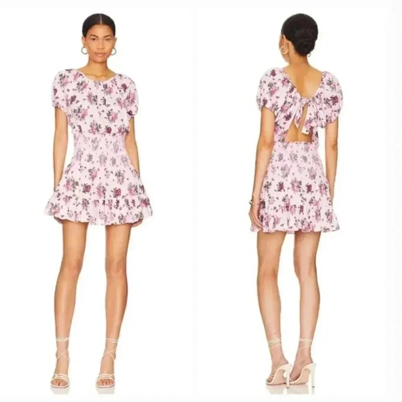 NWOT LoveShackFancy Spritz Dress in Rosemary Mauve Pink Floral Cottagecore Large - Picture 4 of 10
